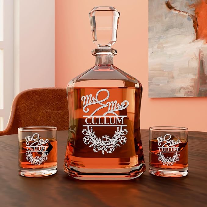 Personalized Whiskey Decanter - 4 Designs - Birthday Gifts for Men 2025, Dad, Husband, Him, Boyfriend - Men Whiskey Gifts - Personalized Gifts for Men - Bourbon, Scotch Gifts - Fathers Day Gift Ideas