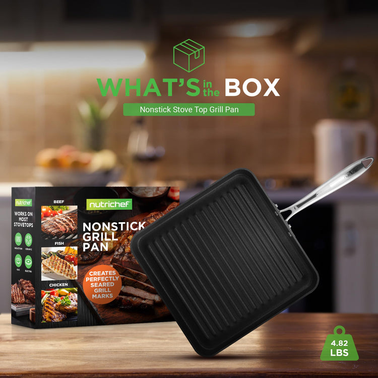 11" Non Stick Grill Pan for Indoor Cooking