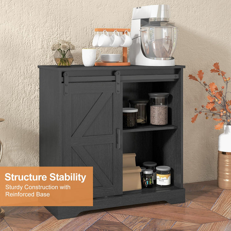 Sliding Barn Door Buffet Sideboard Storage Cabinet Coffee Bar Kitchen Farmhouse Style