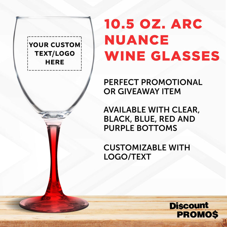 Custom Nuance Wine Glasses by ARC 10.5 oz. Set of 10 (100 Count)