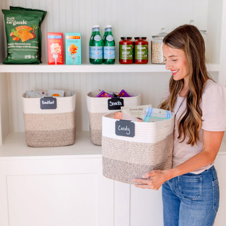 Storage Cubes 11 Inch Cotton Rope Woven Baskets for Organizing (3 Count)