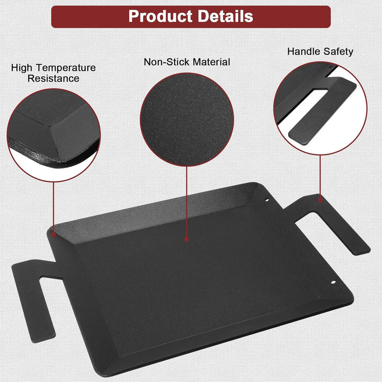 Carbon Steel Griddle - Professional Cookware Griddle Pan for Induction, Stove Top, Gas Grill, Cooktop, Electric and more, 17" x 10" NonStick Flat Top Griddle Plate Skillet, Indoor/Outdoor Use - Nestoria