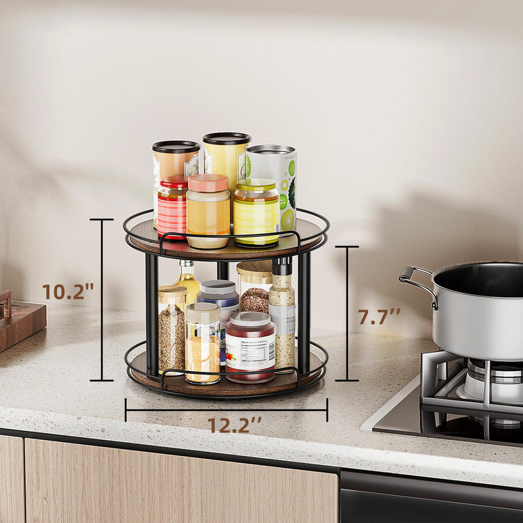 12'' Wood Lazy Susan Turntable Organizer for Cabinet