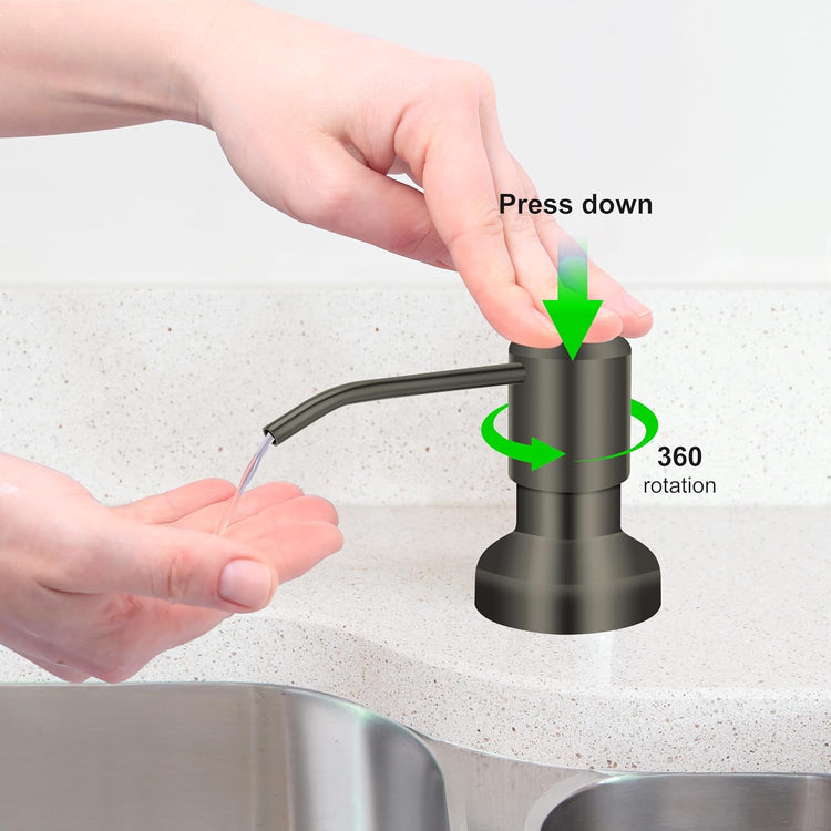 Soap Dispenser for Kitchen Sink, Sink Soap Dispenser with Longer Threaded Shaft, Stainless Steel Pump with 47" Extension Tube, Connects Directly to Dish Soap Container, Wide Pump Head Base(Gray)