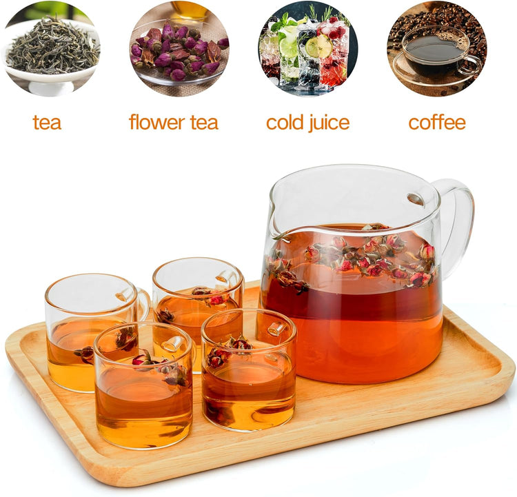 Glass Teapot 34oz/1000ml with Removable Stainless Steel Infuser Tea pot, Heatproof Borosilicate Glass Tea Make, Stovetop Safe Glass Tea Kettle for Loose and Blooming Leaf Tea