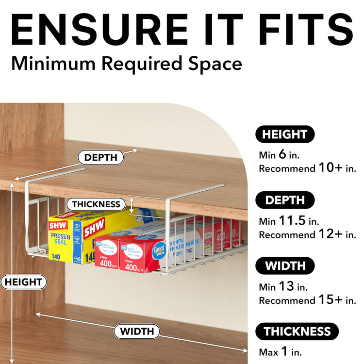 2 Pack Under Shelf Wire Metal Basket Shelf (2 Count)