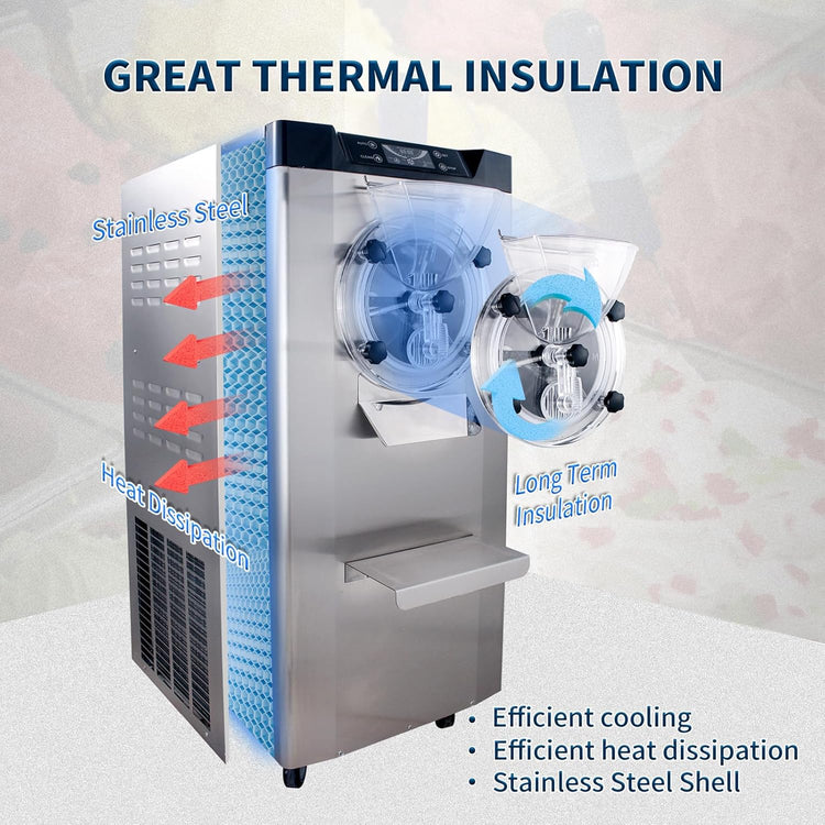 Ice Cream Maker Commercial Machine 18-24L/H, 6.3Gph Capacity Suitable for Restaurant/Bar/Home, 2000W High Hard Ice Cream Machine with LED Display, (116V 60Hz)