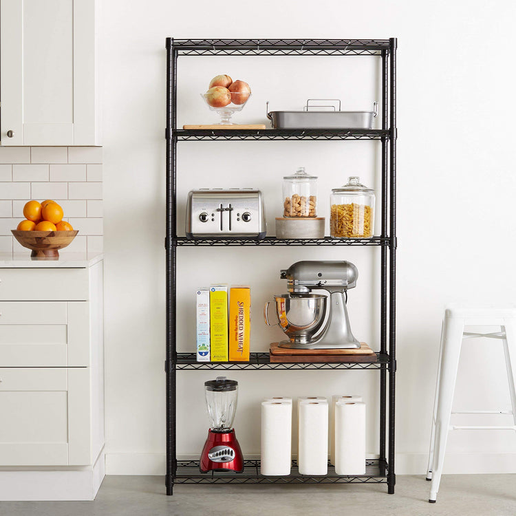5 Shelf Adjustable Heavy Duty Steel Wire Storage Shelves for Garage