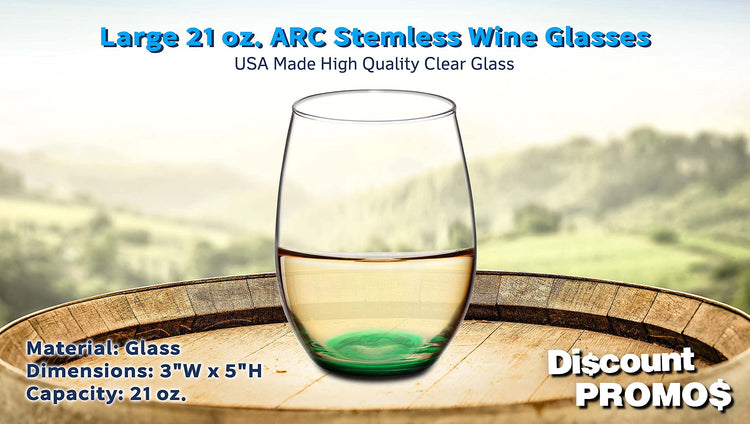 10 ARC Stemless Wine Glasses Set (10 Count)