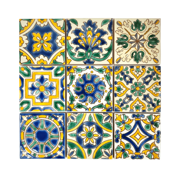 Set of 9 Decorative Ceramic Tiles (9 Count)