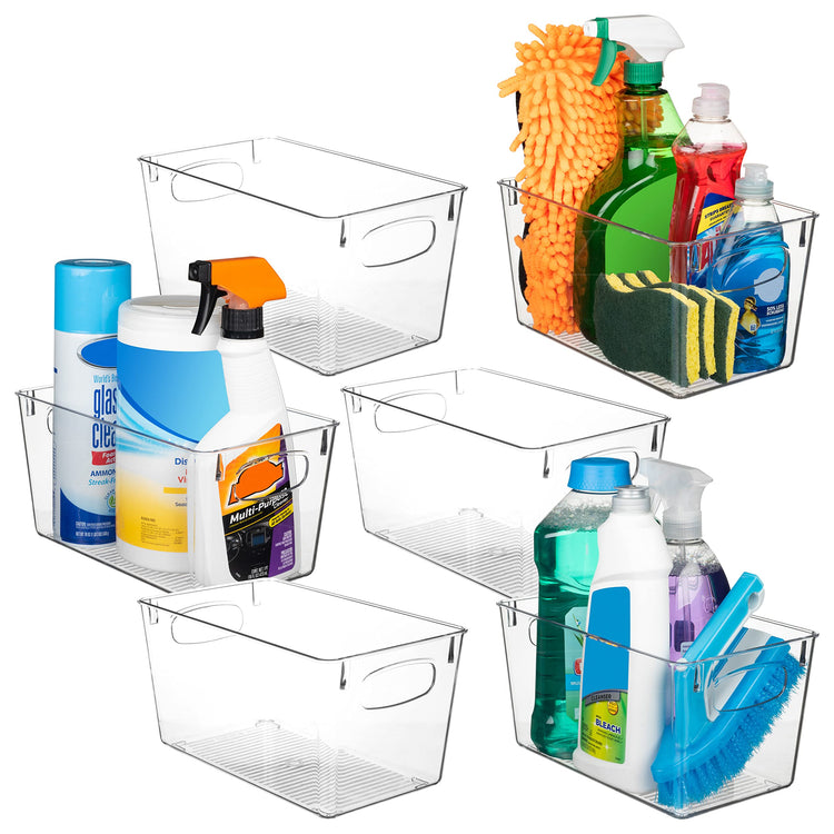 Clear Plastic Storage Bins (6 Count)