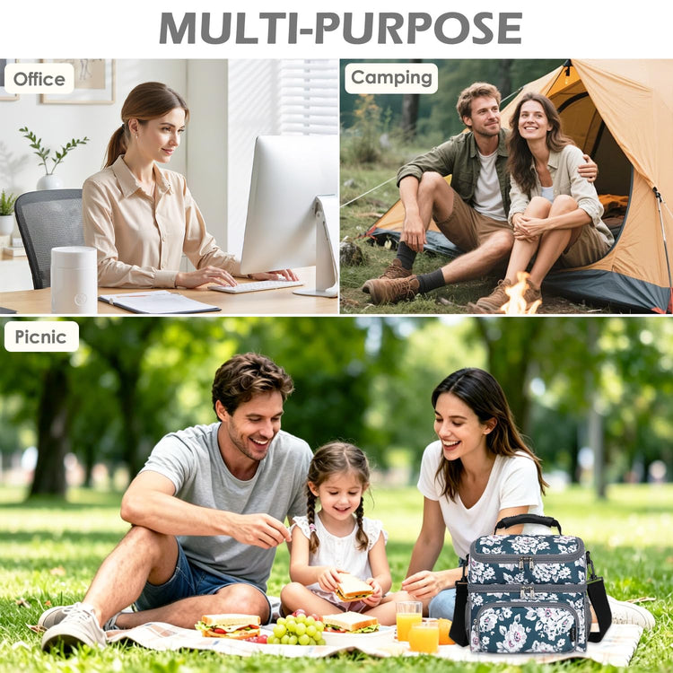 Double Layer Cooler Insulated Lunch Bag Adult Lunch Box Large Tote Bag for Men