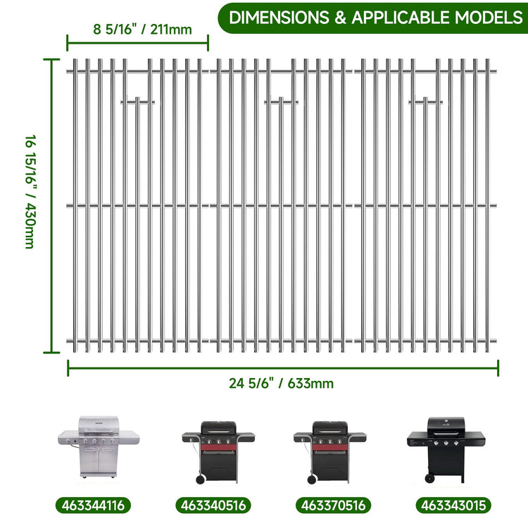 16 15 16" Grill Grates for Charbroil Advantage 4 Burner 463344116 463343015 463344015 463240015 463340516
