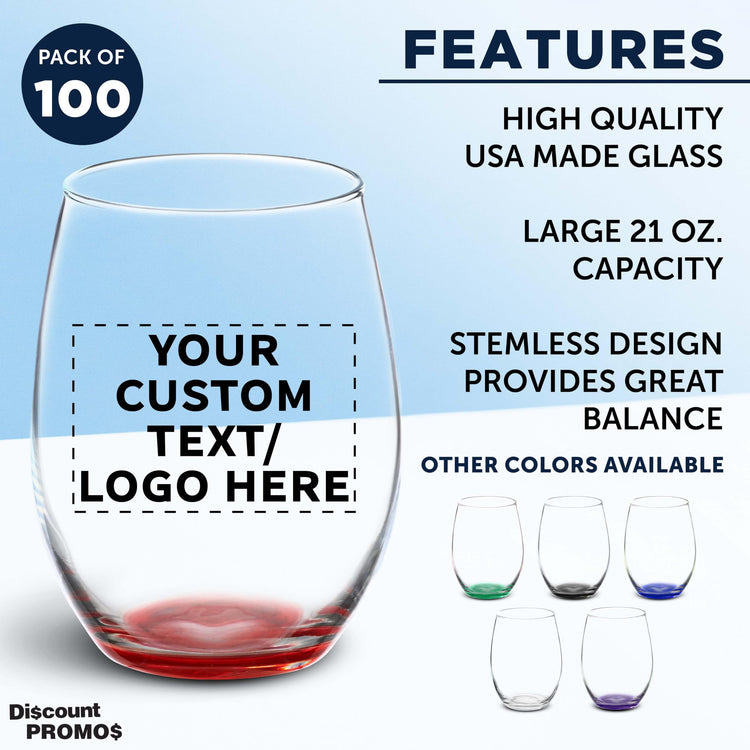 100 ARC Stemless Wine Glasses Set (100 Count)