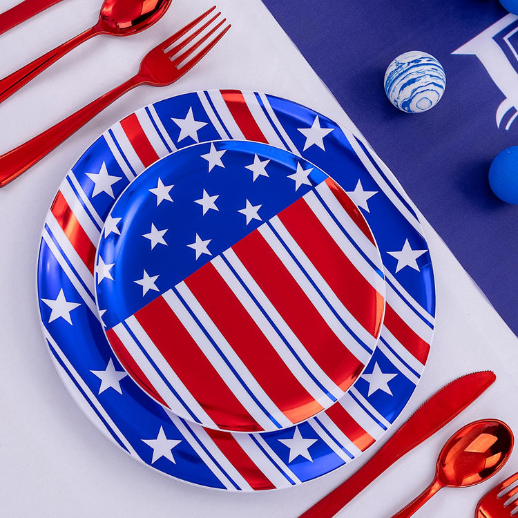 60PCS 4th of July Plates & Red White Blue Plates for Independence Day (60 Count)