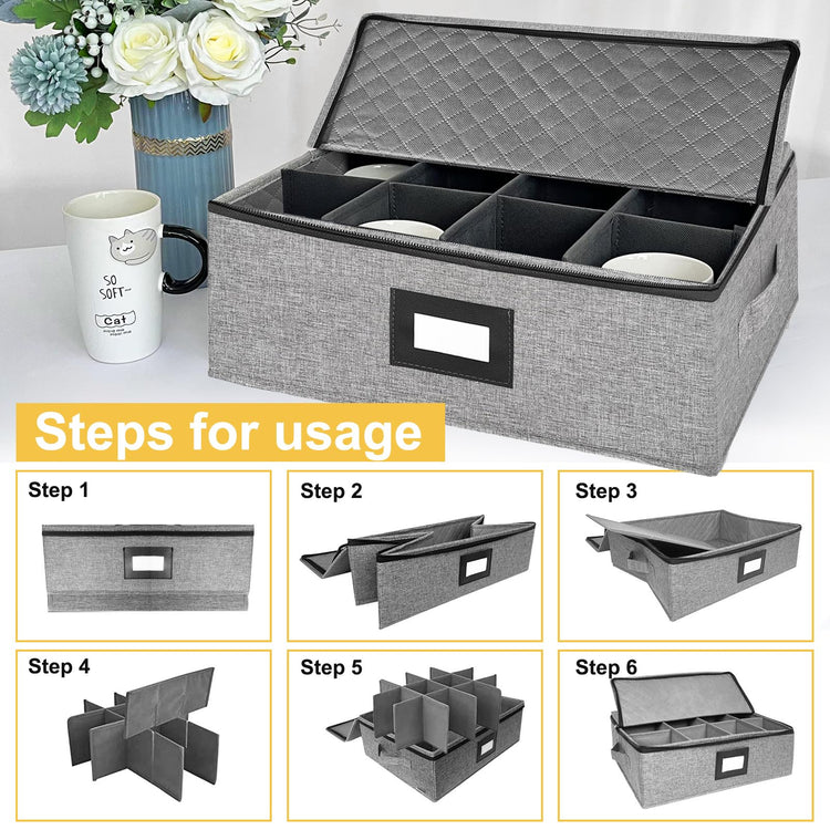 Coffee Mug Storage Box with Dividers