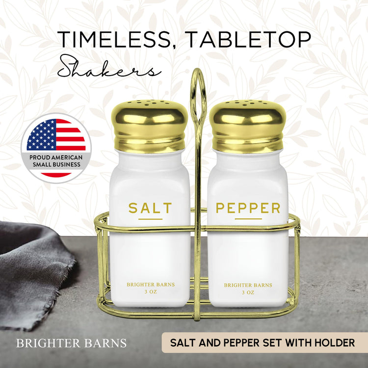 Luxury Salt and Pepper Shakers Set with Holder by Brighter Barns