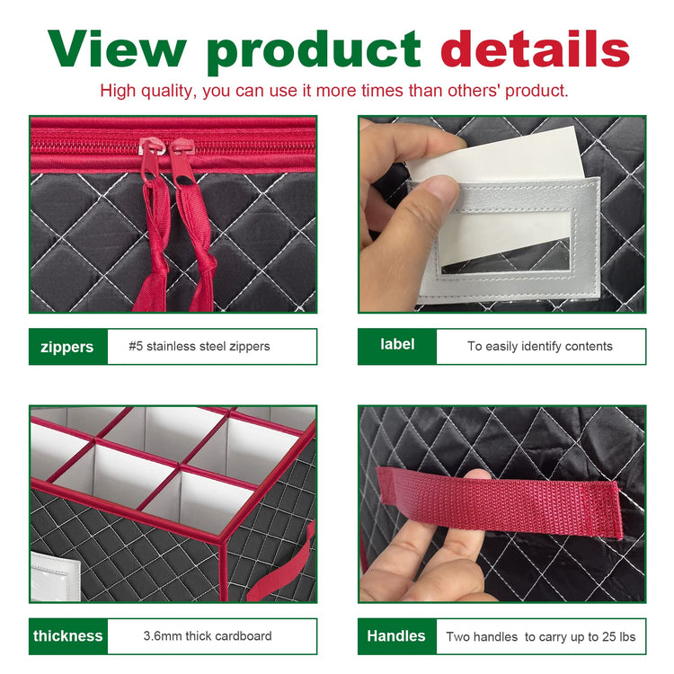 Christmas Stemware Storage Cases with Dividers (2 Count)