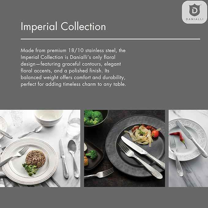 Modern Silverware Set, 18/10 Stainless Steel Flatware, Mirror Finish, Dishwasher Safe, Elegant Cutlery for Home and Dining, Built to Last (40-Piece, Imperial)