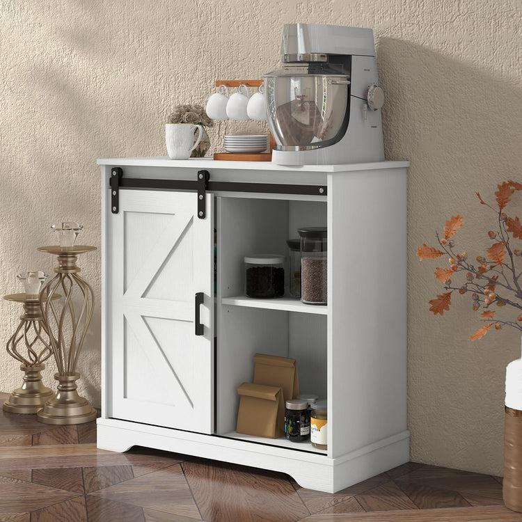 Sliding Barn Door Buffet Sideboard Storage Cabinet Coffee Bar Kitchen Farmhouse Style