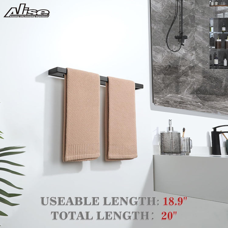 Alise Bath Towel Bars,20 Inch Towel Holder Towel Racks for Bathroom and Lavatory,SUS304 Stainless Steel Hand Towel Hanger Rail Wall Mount,Matte Black GJF050-B