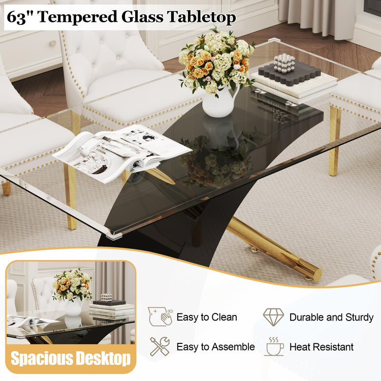 7 Piece Glass Dining Table Set for 6