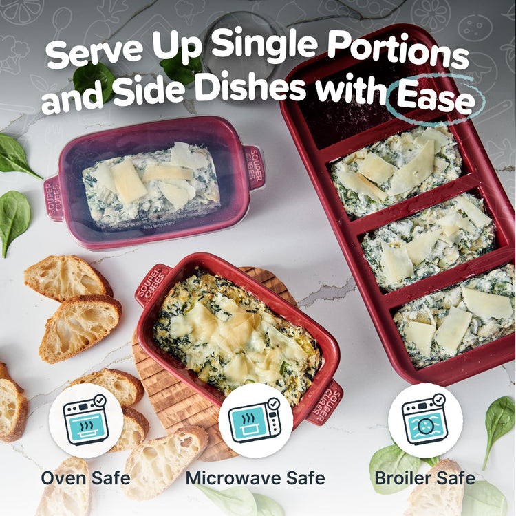 Stoneware Small Ceramic 5" x 3" Baking Dish with Silicone Covers