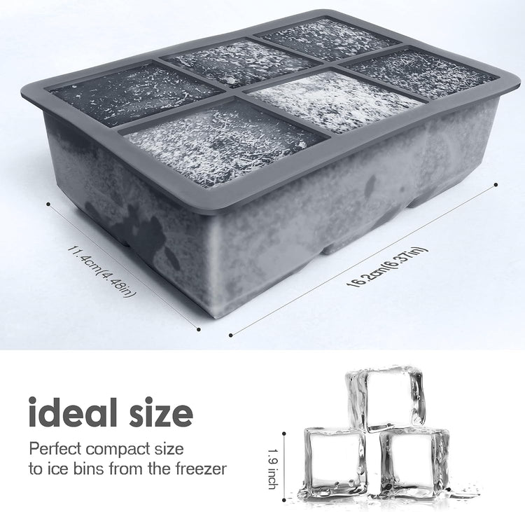 Silicone Ice Cube Trays 3 Pack - Large Size Silicone Ice Cube Molds with Leak Proof Removable Lid Square Ice Cube Tray And BPA Free for Cocktail,Whiskey, Stackable Flexible Ice