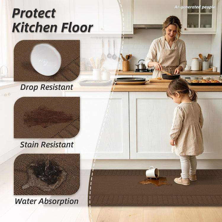 Kitchen Rugs Non Slip Washable 2PCS