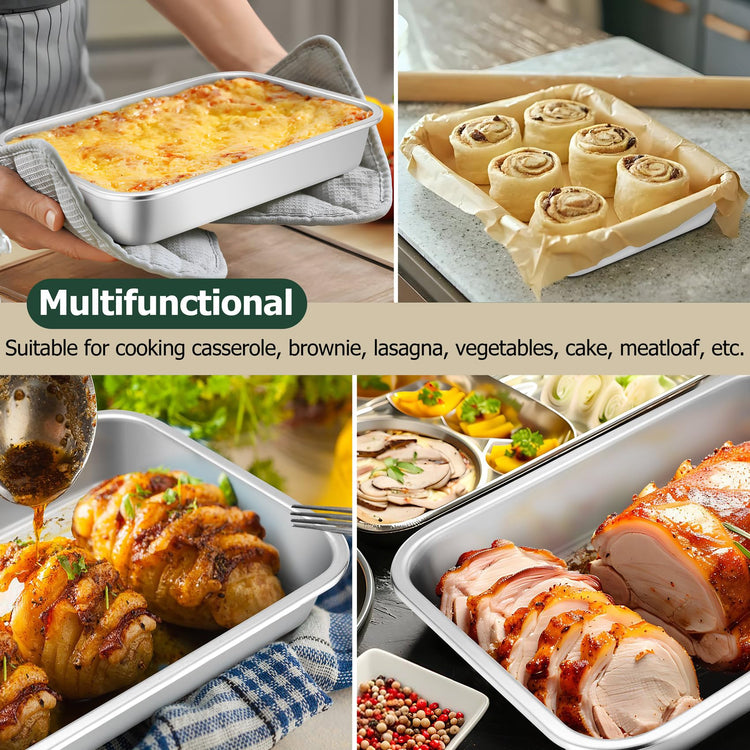 Lasagna Pan 10.6 x 8.3 x 1.7inch Stainless Steel Cake Brownie Pan