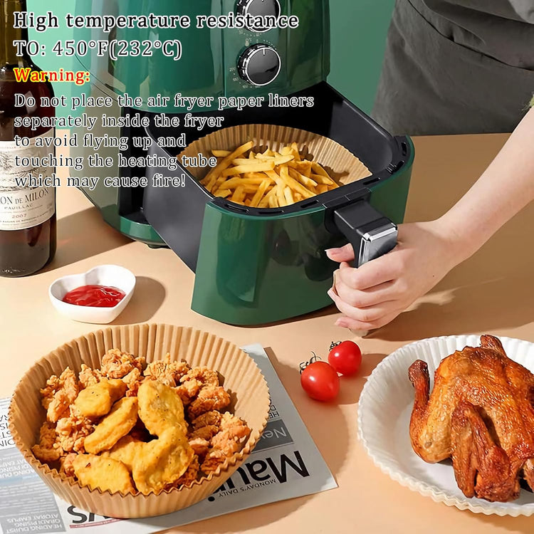 Air Fryer Liner Round,100PCS 6.3 inch Disposable Liners for 2 to 4.9Qt Air Fryer,Unbleached Non-stick Non-leak Airfryer Parchment Paper liner