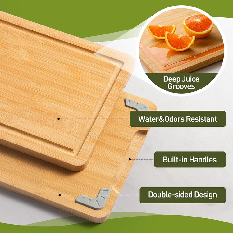 Bamboo Cutting Board Set Non Slip Feet Over Sink Great Grandma Christmas Xmas Birthday Gifts Ideas Grandmother Gigi Granny Nana Glamma Mawmaw Yaya Abuela Abuelita Mamaw Mimi Nonna Oma Meme