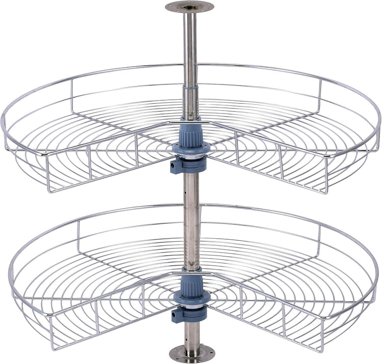 Dowell 28" Kidney Lazy Susan, 2 Shelves, Kitchen Base Corner Cabinet Organizer (Chrome 4001 270 28)