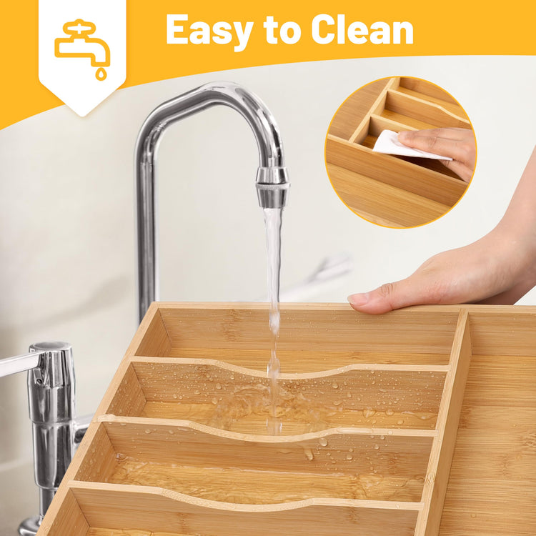Kitchen Bamboo Silverware Organizer