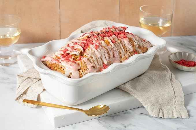 Le Creuset Stoneware Set of 2 9" Heritage Fluted Pie and 9" Fluted Loaf Dish, White