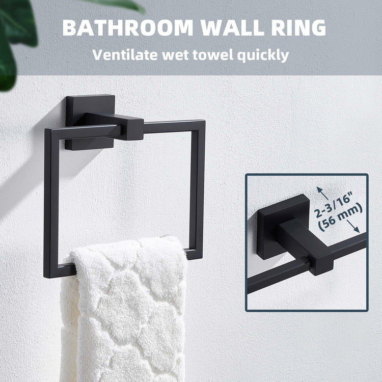 Matte Black Square Towel Holder for Bathroom