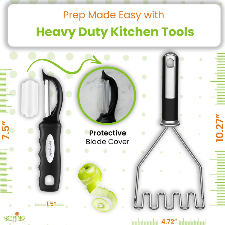 Stainless Steel Potato Masher & Durable Vegetable Peeler Set
