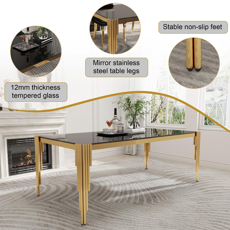 78'' Modern Glass Dining Table for 6