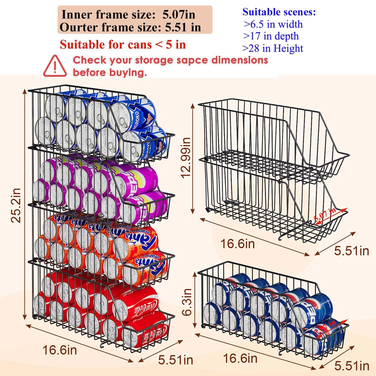 4 Tier Stackable Can Rack Organizer for Kitchen Pantry