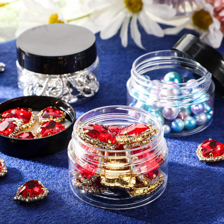 6 Pack 1 oz Plastic Jars Containers with Lids Small Empty Round Clear Containers Wide Mouth Refillable Reusable Leakproof Jars for Travel Cosmetic Dry Food Home Kitchen Organization (6 Count)