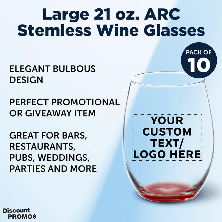 10 ARC Stemless Wine Glasses Set (10 Count)