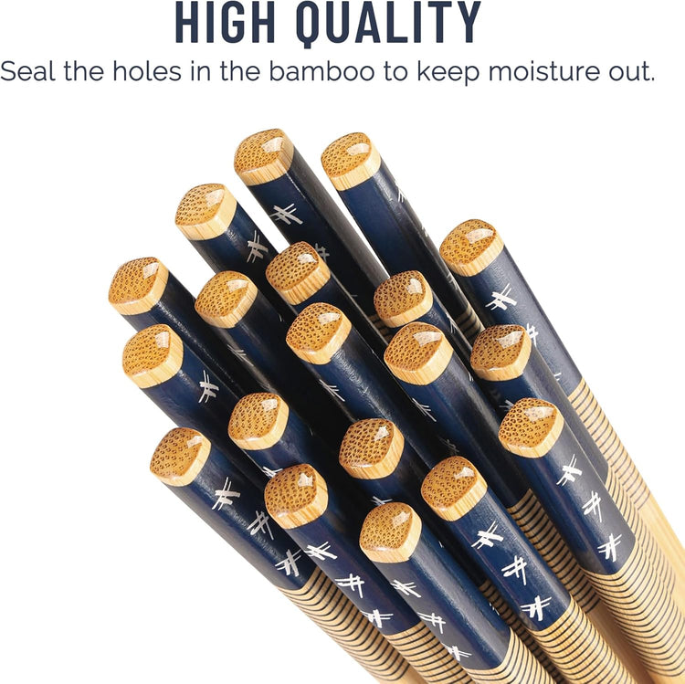 200 Pairs Bamboo Chopsticks Reusable | Dishwasher Safe | Durable | Separated | Bulk | Non slip | - (9.45in)