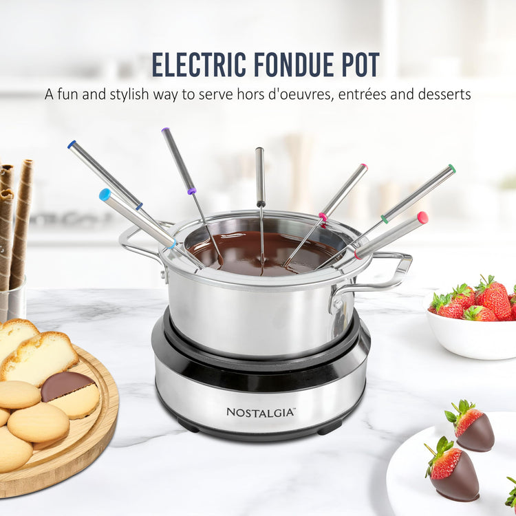 8 Cup Electric Fondue Pot Set for Cheese & Chocolate (8 Count)