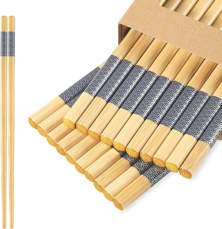 Bamboo Chopsticks Reusable 20Pairs | Eating | Non slip | Chinese -(9.45in)