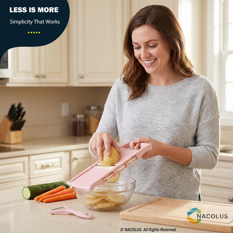 Mandoline Slicer for Kitchen Slicer Vegetable Cutter 5 In 1 Veggie Slicer Potato Slicer waffle fry cutter Hot Swap Mandolin with Peeler for Vegetables Carrot Shredder Cucumber Slicer