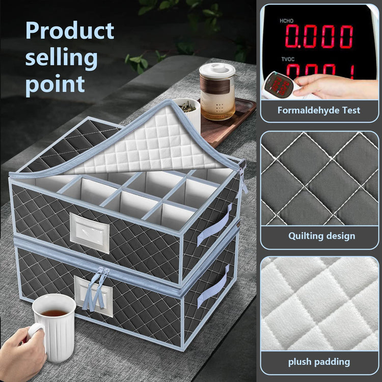 Mug and Cup Storage Box with Dividers (2 Count)
