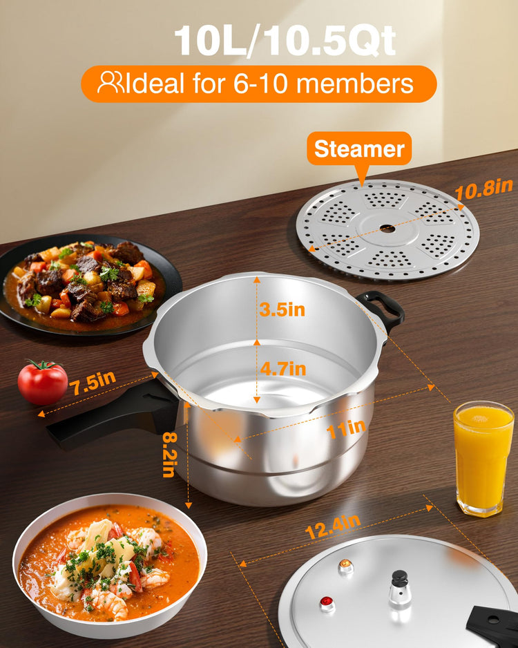 10Qt Aluminum Pressure Cooker w