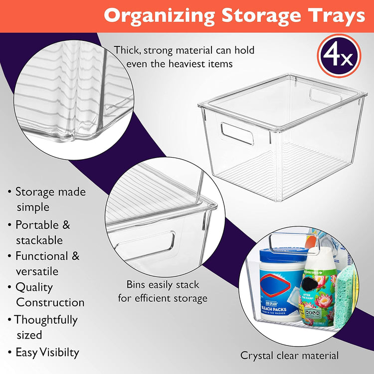 ClearSpace Plastic Storage Bins with Lids X-Large – Perfect Kitchen Organization, Desk Organizer or Pantry Storage – Desktop Organizer, Pantry Organization and Storage Bins, Cabinet Organizers