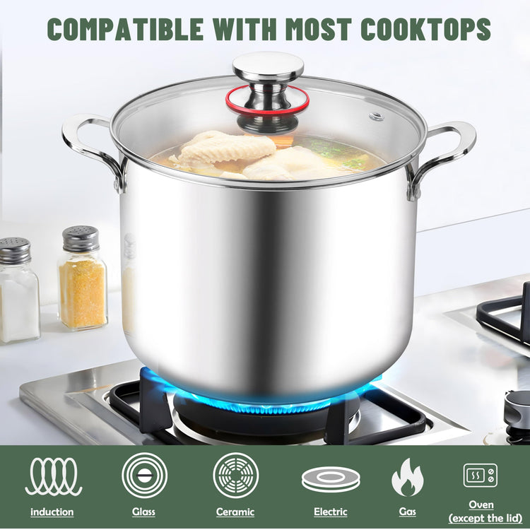 12 Quart 18 10 Stainless Steel Stock Pot with Lid