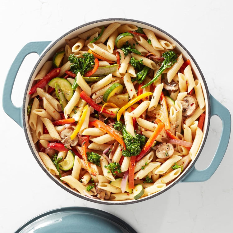 Amazon Basics Cast Iron Dutch Oven Pot with Lid, Enameled, Round, Dual Handles, Heavy-Duty, Medium, 6-Quart, Gray - Nestoria
